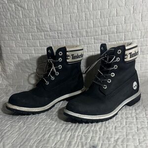 Timberland Black and White Nubuck Leather Boots